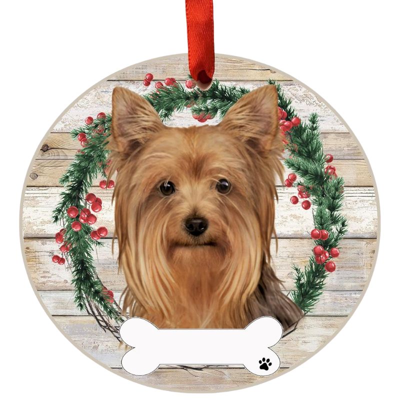 Yorkie Wreath Ornament